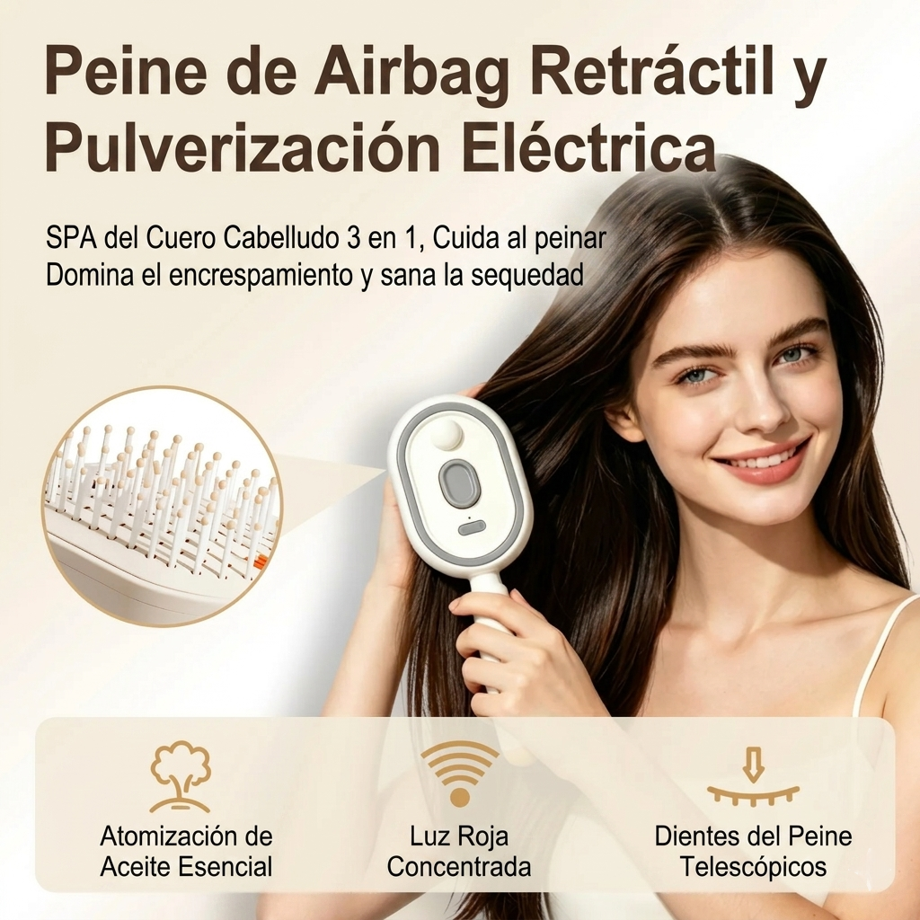 Peine de masaje eléctrico Autolimpiante y antienredos
